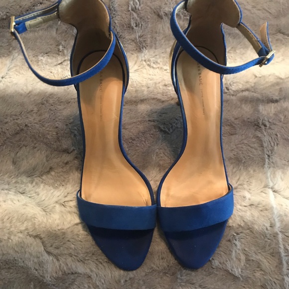 Zara Cobalt Blue Sandal with Gold Heel - Picture 2 of 4